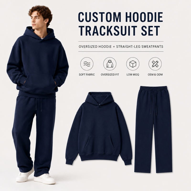 custom 350gsm heavyweight cotton hoodie and sweatpants set