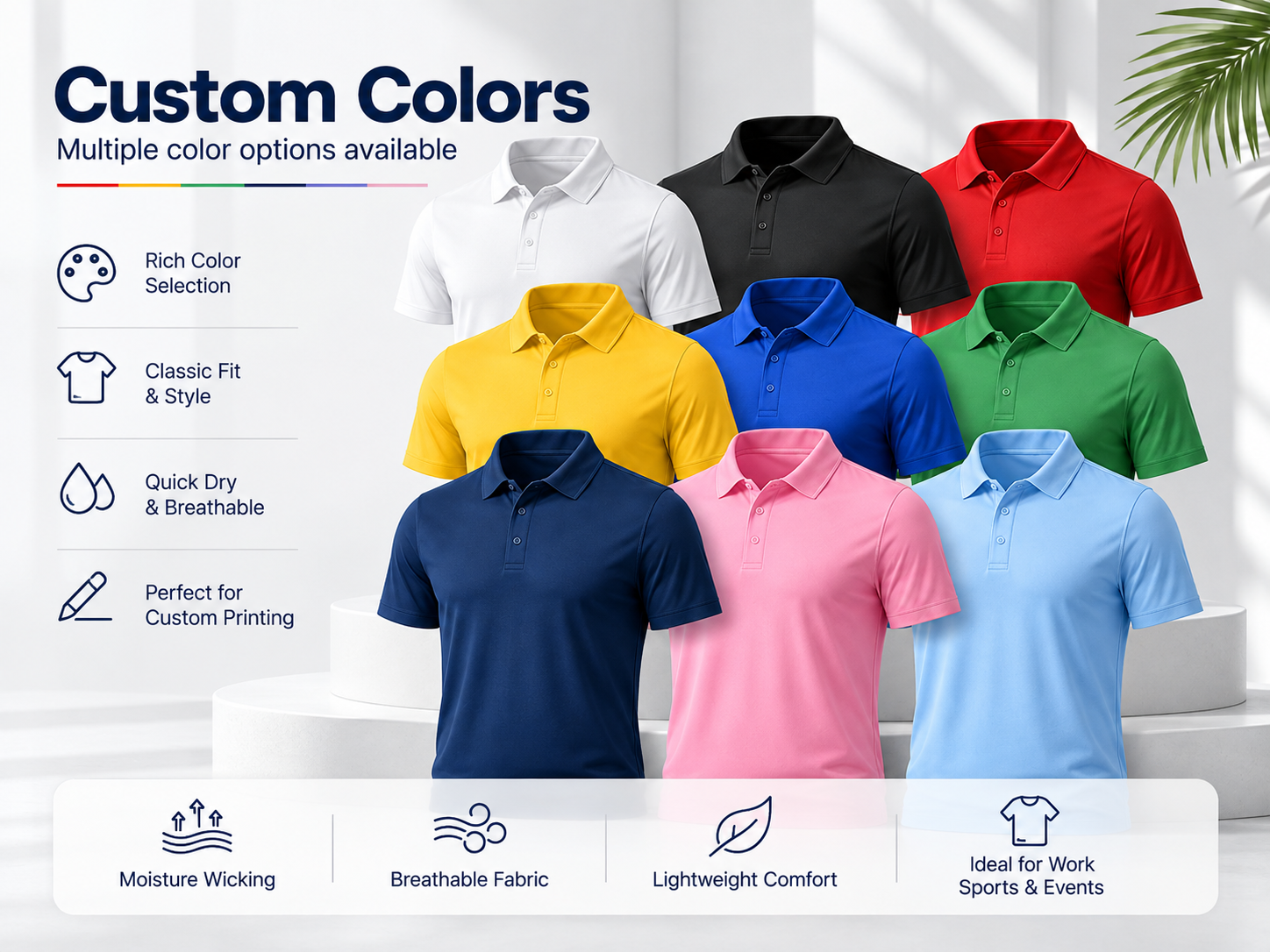 custom logo performance golf polo shirt men premium pique cotton