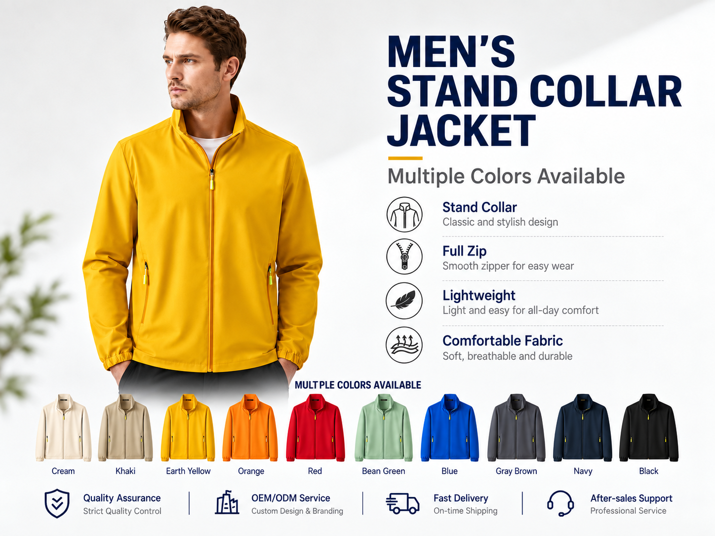 lightweight windbreaker jacket men stand collar bomber jacket