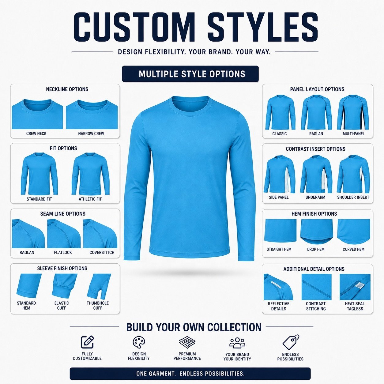 How Much Does a Custom Quick-Dry Long Sleeve T-Shirt Cost? Custom style and long sleeve performance sports T-shirt options