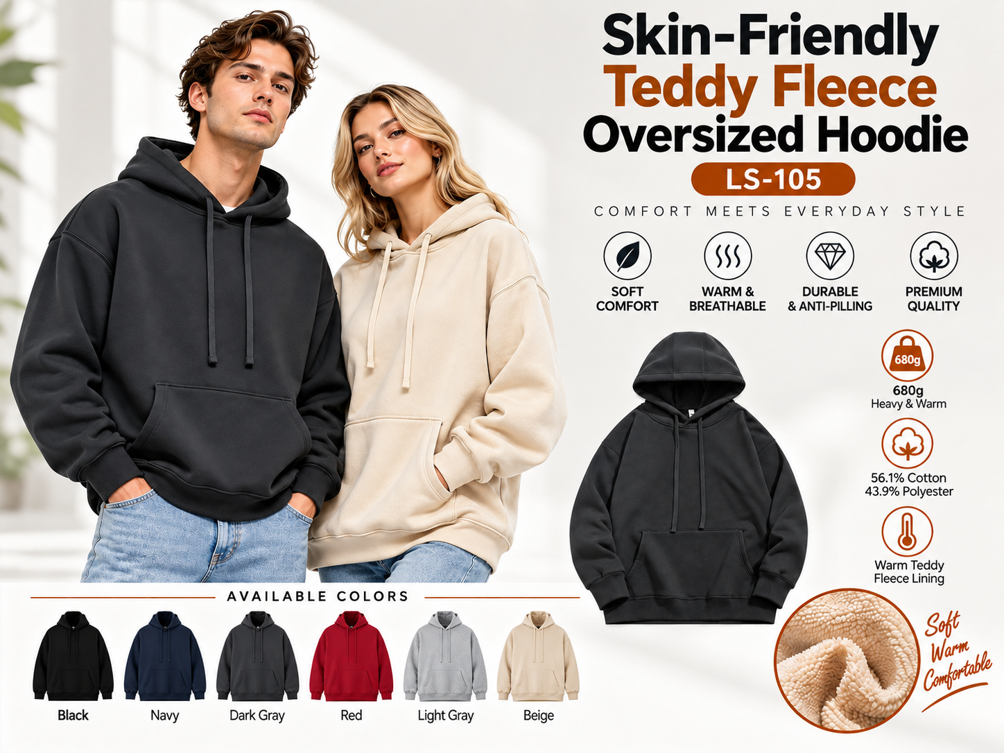 custom logo heavyweight oversized hoodie