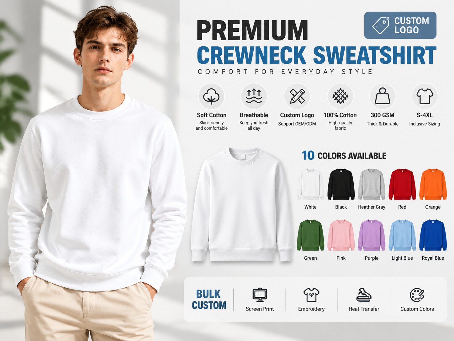 wholesale custom logo men sweatshirt